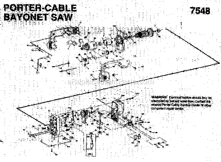 Page A Diagram and Parts List for J-7548 Type 1 Porter Cable Table Saw Accessories